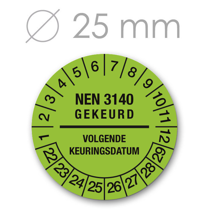 Keuringssticker 25 mm GROEN